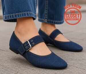 ZARA Denim Mary Jane Ballet Flats NWT Balletcore